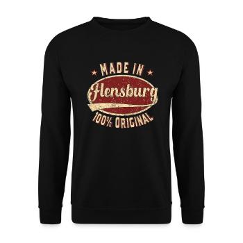 Made in Flensburg 100% original Flensburg retro - Unisex Sweatshirt - black - Front - Alina (178cm) & Michal (187cm)