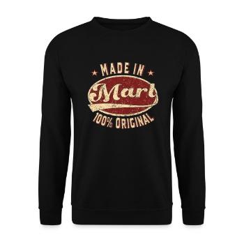 Made in Marl 100 % original Marler Retro - Unisex Pullover - Schwarz - Vorne - Alina (178cm) & Michal (187cm)