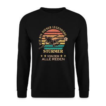 Fussball Ich bin dieser legendäre Stürmer - Unisex Pullover - Schwarz - Vorne - Alina (178cm) & Michal (187cm)
