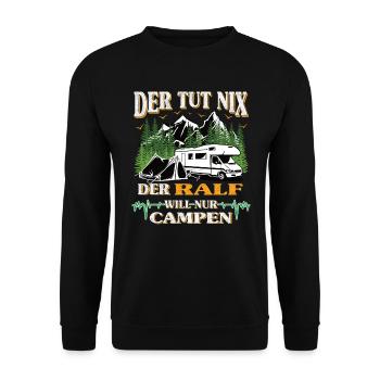 Camper Ralf der tut nix der will nur campen - Unisex Pullover - Schwarz - Vorne - Alina (178cm) & Michal (187cm)