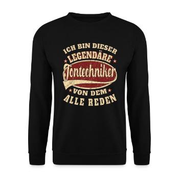 Tontechniker Ich bin dieser legendäre Tontechniker - Unisex Pullover - Schwarz - Vorne - Alina (178cm) & Michal (187cm)