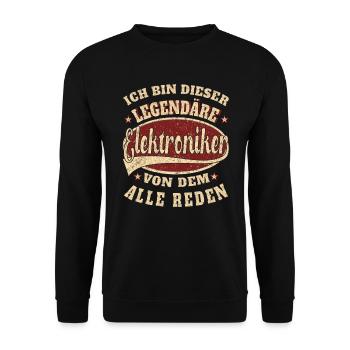 Elektroniker ich bin dieser legendäre Elektroniker - Unisex Pullover - Schwarz - Vorne - Alina (178cm) & Michal (187cm)