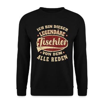Tischler ich bin dieser legendäre Tischler - Unisex Pullover - Schwarz - Vorne - Alina (178cm) & Michal (187cm)