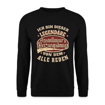 Installateur Heizungsbauer ich bin - Unisex Pullover - Schwarz - Vorne - Alina (178cm) & Michal (187cm)