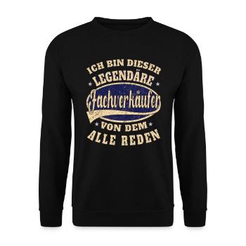 Verkäufer ich bin dieser legendäre Fachverkäufer - Unisex Pullover - Schwarz - Vorne - Alina (178cm) & Michal (187cm)