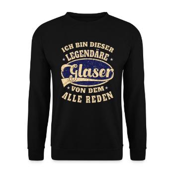 Glaser Spruch ich bin dieser legendäre Glaser - Unisex Pullover - Schwarz - Vorne - Alina (178cm) & Michal (187cm)