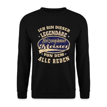 Installateur Heizungsbauer Meister ich bin der - Unisex Pullover - Schwarz - Vorne - Alina (178cm) & Michal (187cm)
