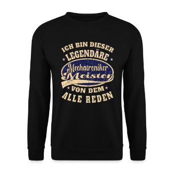 Mechatroniker Meister ich bin dieser legendäre - Unisex Pullover - Schwarz - Vorne - Alina (178cm) & Michal (187cm)