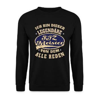 ich bin dieser legendäre KFZ Meister - Unisex Pullover - Schwarz - Vorne - Alina (178cm) & Michal (187cm)