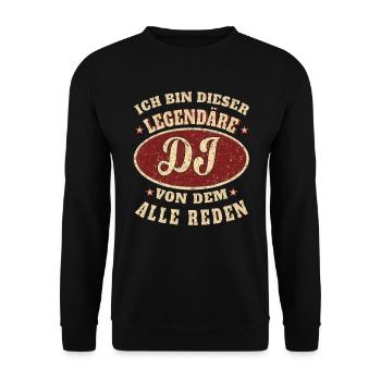 DJ ich bin dieser legendäre DJ - Unisex Pullover - Schwarz - Vorne - Alina (178cm) & Michal (187cm)