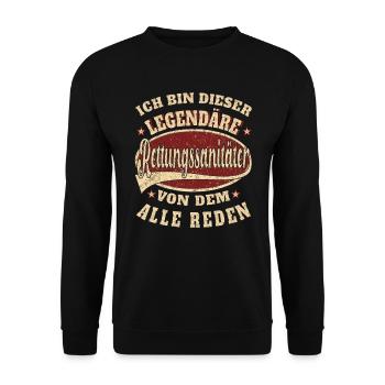 Rettungssanitäter ich bin dieser legendäre - Unisex Pullover - Schwarz - Vorne - Alina (178cm) & Michal (187cm)