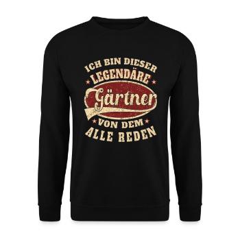 Gärtner ich bin dieser legendäre Gärtner - Unisex Pullover - Schwarz - Vorne - Alina (178cm) & Michal (187cm)