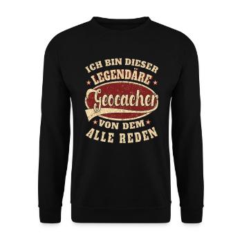 Geocacher ich bin dieser legendäre Geocacher - Unisex Pullover - Schwarz - Vorne - Alina (178cm) & Michal (187cm)