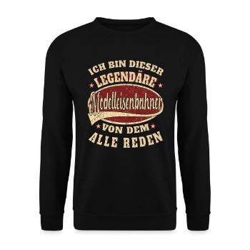 modelleisenbahner Ich bin dieser legendäre - Unisex Pullover - Schwarz - Vorne - Alina (178cm) & Michal (187cm)