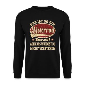 Motorrad das ist so ein Motorrad - Unisex Pullover - Schwarz - Vorne - Alina (178cm) & Michal (187cm)
