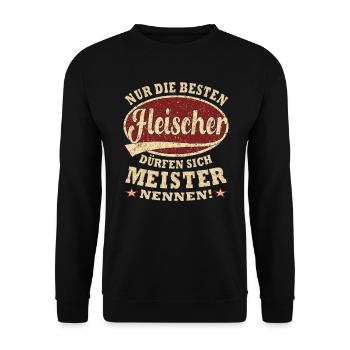 Fleischer Meister nur die Besten - Unisex Pullover - Schwarz - Vorne - Alina (178cm) & Michal (187cm)