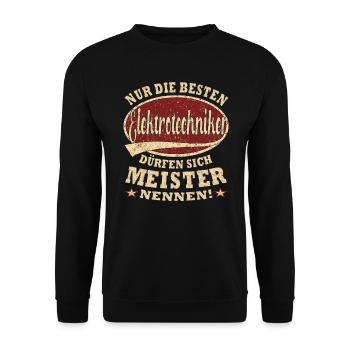 Elektrotechniker Meister nur die Besten - Unisex Pullover - Schwarz - Vorne - Alina (178cm) & Michal (187cm)