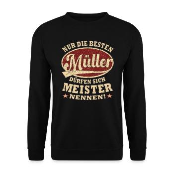 Müller Meister nur die Besten - Unisex Pullover - Schwarz - Vorne - Alina (178cm) & Michal (187cm)