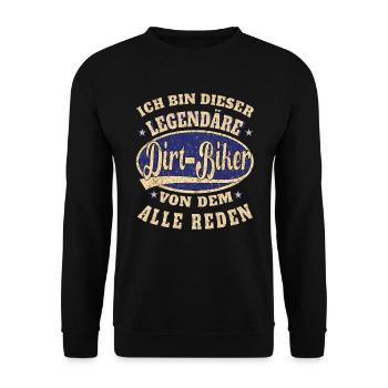 Dirt-Biker ich bin dieser legendäre Dirt-Biker - Unisex Pullover - Schwarz - Vorne - Alina (178cm) & Michal (187cm)