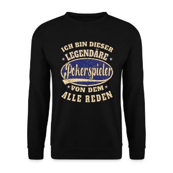 Pokerspieler ich bin dieser legendäre Poker - Unisex Pullover - Schwarz - Vorne - Alina (178cm) & Michal (187cm)