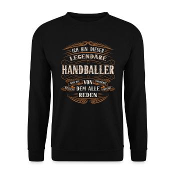 Handball Ich bin dieser legendäre Handballer - Unisex Pullover - Schwarz - Vorne - Alina (178cm) & Michal (187cm)