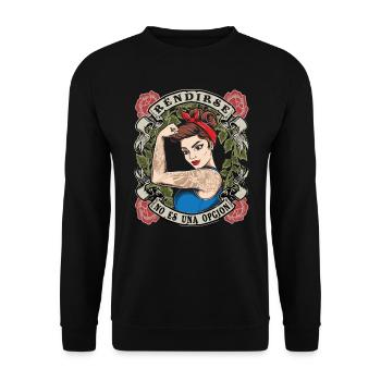 Aufgeben ist keine Option starke Frau Frauenpower - Unisex Pullover - Schwarz - Vorne - Alina (178cm) & Michal (187cm)