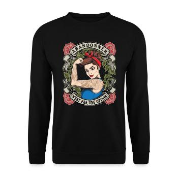 Aufgeben ist keine Option starke Frau Frauenpower - Unisex Pullover - Schwarz - Vorne - Alina (178cm) & Michal (187cm)