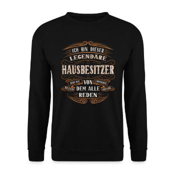 Hausbesitzer Ich bin dieser legendäre Hausbesitzer - Unisex Pullover - Schwarz - Vorne - Alina (178cm) & Michal (187cm)