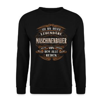 Maschinenbauer ich bin dieser legendäre - Unisex Pullover - Schwarz - Vorne - Alina (178cm) & Michal (187cm)