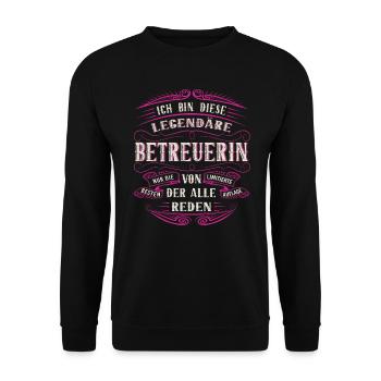 Betreuerin ich bin dieser legendäre Betreuer - Unisex Pullover - Schwarz - Vorne - Alina (178cm) & Michal (187cm)