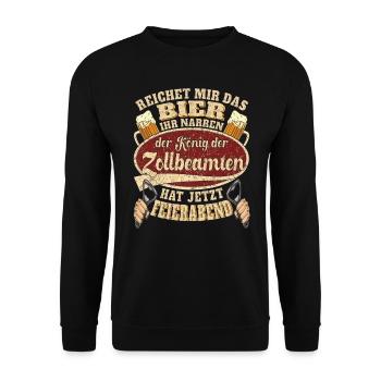 Zollbeamter Bier Feierabend - Unisex Pullover - Schwarz - Vorne - Alina (178cm) & Michal (187cm)