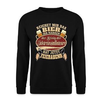 Elektroinstallateur Bier Feierabend - Unisex Pullover - Schwarz - Vorne - Alina (178cm) & Michal (187cm)