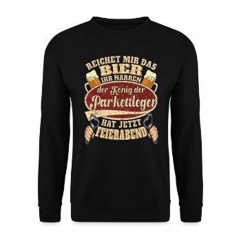 Parkettleger Bier Feierabend - Unisex Pullover - Schwarz - Vorne - Alina (178cm) & Michal (187cm)
