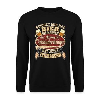 Gebäudereiniger Bier Feierabend - Unisex Pullover - Schwarz - Vorne - Alina (178cm) & Michal (187cm)