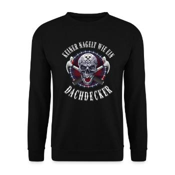 Dachdecker keiner nagelt wie ein Dachdecker - Unisex Pullover - Schwarz - Vorne - Alina (178cm) & Michal (187cm)
