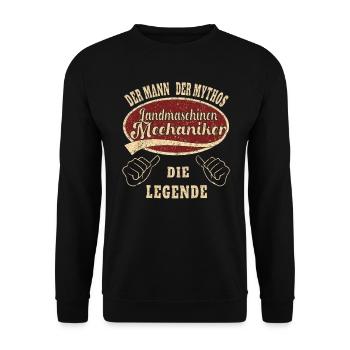 Landmaschinen Mechaniker ich bin dieser - Unisex Pullover - Schwarz - Vorne - Alina (178cm) & Michal (187cm)