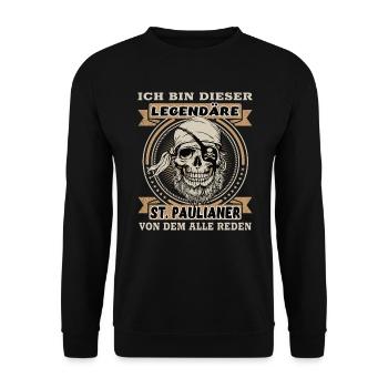 St. Pauli legendär Spruch St. Pauli - Unisex Pullover - Schwarz - Vorne - Alina (178cm) & Michal (187cm)