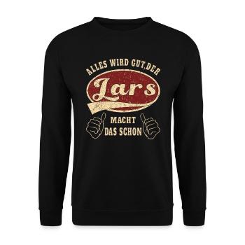 Lars alles wird gut der Lars macht das schon - Unisex Pullover - Schwarz - Vorne - Alina (178cm) & Michal (187cm)