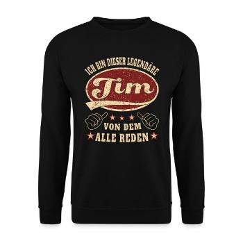 Tim ich bin dieser legendäre Tim Retro - Unisex Pullover - Schwarz - Vorne - Alina (178cm) & Michal (187cm)