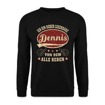 Dennis ich bin dieser legendäre Dennis Retro - Unisex Pullover - Schwarz - Vorne - Alina (178cm) & Michal (187cm)