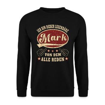 Mark ich bin dieser legendäre Mark Retro - Unisex Pullover - Schwarz - Vorne - Alina (178cm) & Michal (187cm)