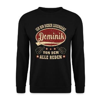 Dominik ich bin dieser legendäre Dominik Retro - Unisex Pullover - Schwarz - Vorne - Alina (178cm) & Michal (187cm)