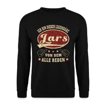 Lars ich bin dieser legendäre Lars Retro - Unisex Pullover - Schwarz - Vorne - Alina (178cm) & Michal (187cm)