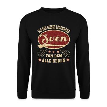 Sven ich bin dieser legendäre Sven Retro - Unisex Pullover - Schwarz - Vorne - Alina (178cm) & Michal (187cm)