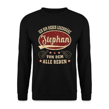 Stephan ich bin dieser legendäre Stephan Retro - Unisex Pullover - Schwarz - Vorne - Alina (178cm) & Michal (187cm)