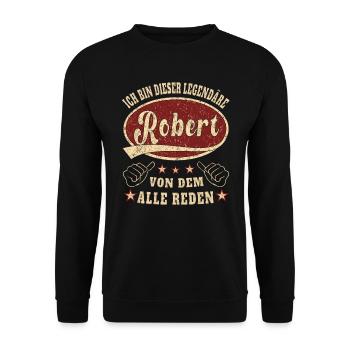 Robert ich bin dieser legendäre Robert Retro - Unisex Pullover - Schwarz - Vorne - Alina (178cm) & Michal (187cm)