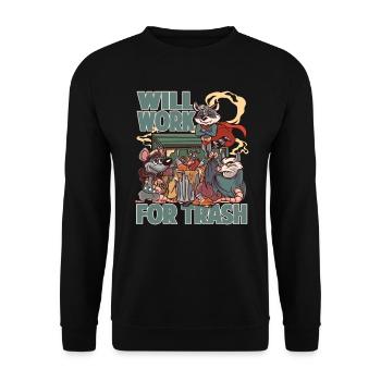 Will Work For Trash - Opossum - Superheroes - Unisex Sweatshirt - black - Front - Alina (178cm) & Michal (187cm)