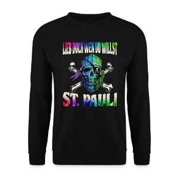 St. Pauli Hambourg Fanartikel St. Pauli - Sweat-shirt Unisexe - noir - Devant - Alina (178cm) & Michal (187cm)