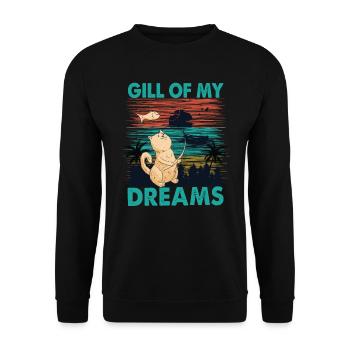 Gill Of My Dreams - Fishing - Cat - Retro - Nature - Unisex Sweatshirt - black - Front - Alina (178cm) & Michal (187cm)