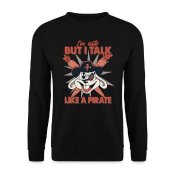I Am Cute, But I Talk Like A Pirate - Rabbit - Unisex Sweatshirt - black - Front - Alina (178cm) & Michal (187cm)